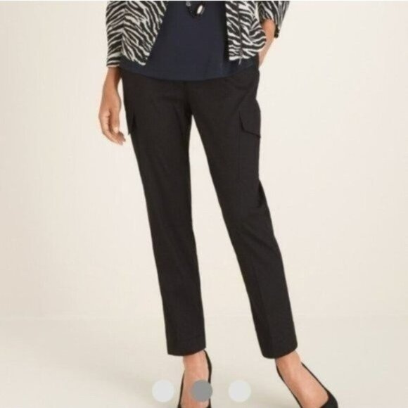 NWT Chico's Stretch Linen-Blend Tapered Utility Ankle Pants - Picture 2 of 4